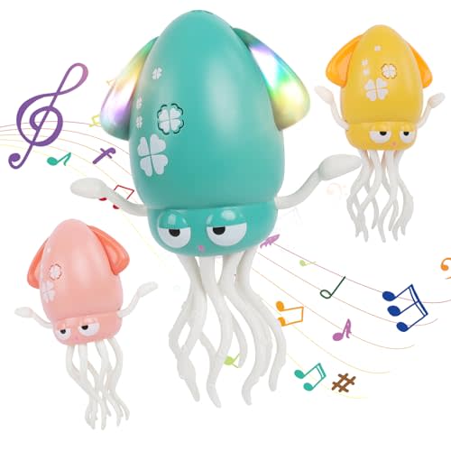 WOTOYS Dancing Octopus - Electric Crawling Musical Baby Toy with LED Lights & Music, Rechargeable Interactive Sensory Toy, Perfect Christmas Birthday Gift for Infants Kids, Tummy Time Fun(Pink)
