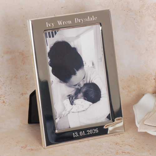 Personalised Silver-Plated Photo Frame, Engraved Picture Frame, New Baby Photo Frame, Personalised Wedding Photo Frame