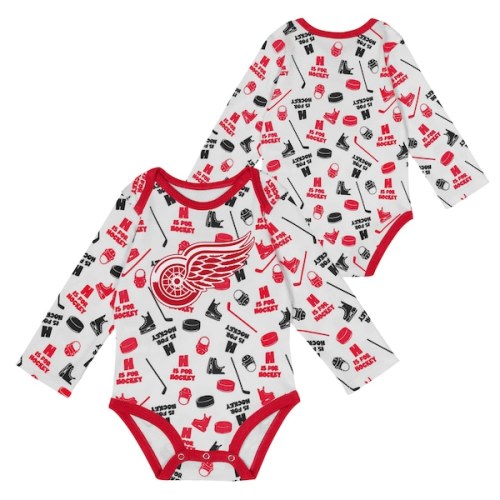 Infant Detroit Red Wings White Quick Learner Long Sleeve Bodysuit