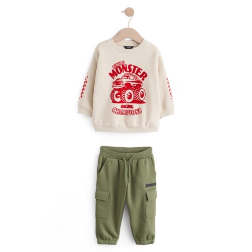 Kids' Monster Truck Cotton Blend Sweatshirt & Sweatpants Set, 2-3Y