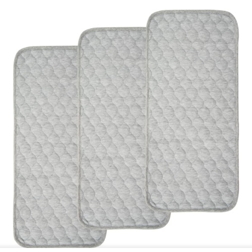 BlueSnail Quilted Thicker Waterproof Changing Pad Liners 3 Count(Gray 13” x 27”)
