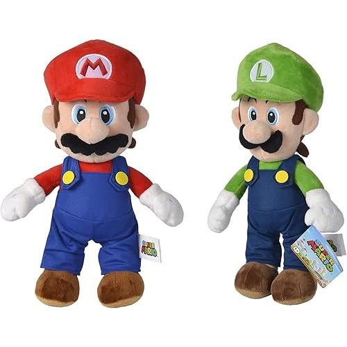 Simba Toys Official Super Mario Bros Soft Toy, Mario and Luigi 20cm Set