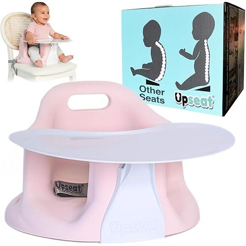 Upseat – The Original Ergonomic Baby Floor & Booster Seat with Tray, Developed with Physical Therapists for Upright Posture & Healthy Hip Development, 4–24 Months, Dishwasher-Safe Extra-Large Tray