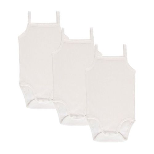 Ely's & Co. Baby Cotton Ribbed Undershirts-Bodysuits - 3 Pack - Girls Ivory Spaghetti Straps with Scallop