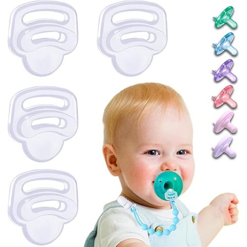 Silicone Pacifier Clip Adapter Ring for Philips Avent Soothies, 4 Pack 100% Food-Grade Silicone Binky Clips Holder Adapter Ring Competible with Soothie, BPA-Free Soft Flexible Safe Durable,Transparent