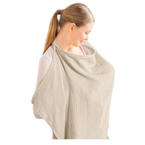 Konssy Muslin Nursing Cover for Baby Breastfeeding, Breathable 100% Cotton Breastfeeding Cover with Rigid Hoop for Mother Nursing Apron, Multi-use Carseat Canopy (Summer Wheat)