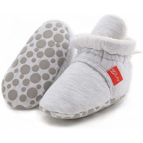 Newborn Baby Cotton Booties Stay On Slipper Winter Warm Soft Shoes Non-Skid Infant Ankle Boots Crib Shoes