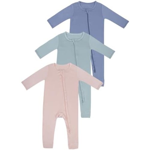Baby Boys Girls Rayon Footless Long-Sleeve One-Piece Romper Baby Jumsuit Newborn Clothes 3-Pack