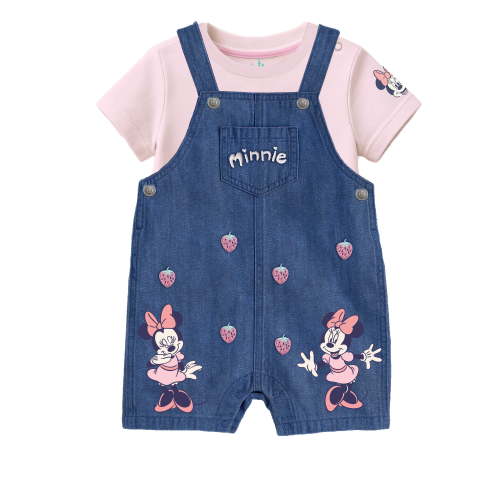 Minnie Mouse Baby Girl 2 Piece Shortall Set, Sizes 0-24 Months