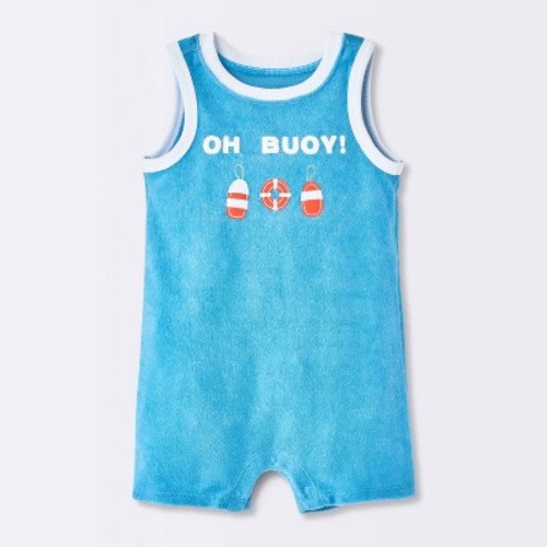 Baby Boys' Oh Buoy Terry Sleeveless Romper - Cloud Island™ Blue 6-9M