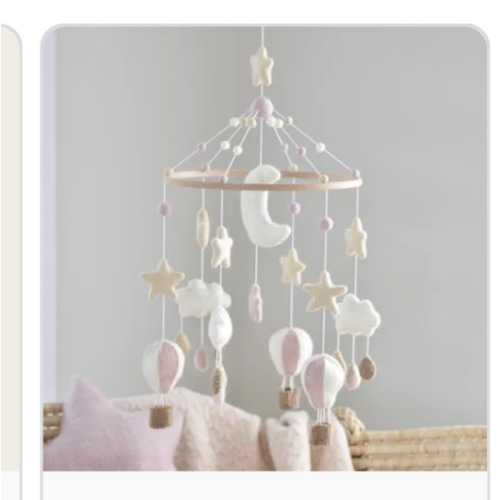 Pink Hot Air Balloon and Cloud Baby Mobile | Handcrafted Design - Tik Tak Design Co.