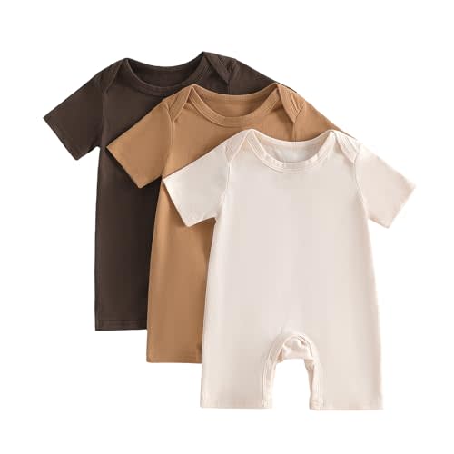 Baby Boys Girls Clothes Newborn 3-pack Romper Solid Short Sleeve One Piece Jumpsuit Infant Summer Spring Outfits