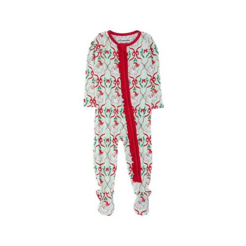 SoftSnooze Girls Holiday Ruffle One Piece Footie Pajamas
