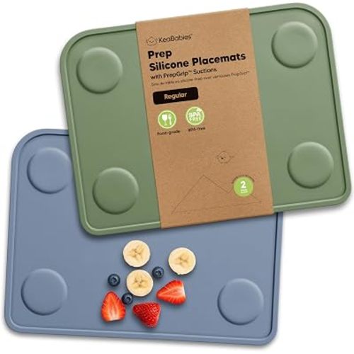 KeaBabies 2pk Silicone Placemats for Toddlers, Kids, Baby, 12x9 (Slate, S)