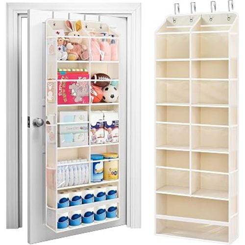 JARLINK Over the Door Organizer, Extra Large Storage for Bedroom, Beige