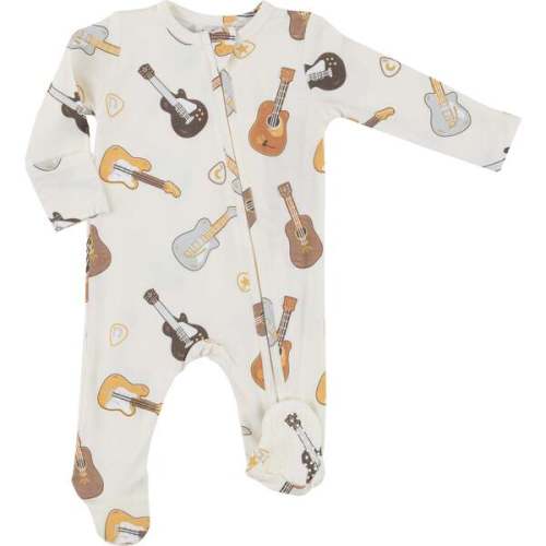 Guitars 2 Way Zipper Footie, Off-White - Angel Dear Sleepwear | Maisonette