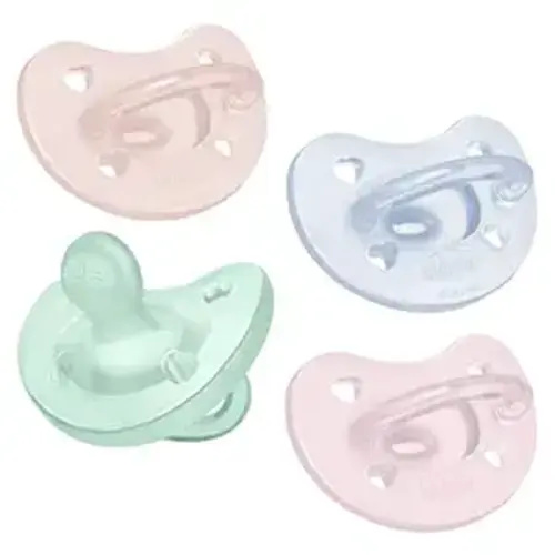 Chicco PhysioForma Silicone Orthodontic Pacifier, 0-6m | 100% Soft Silicone | Supports Breathing & Oral Development | Satin-Textured Nipple | Includes Sterilizing Case | BPA Free | Multipack, 4pk