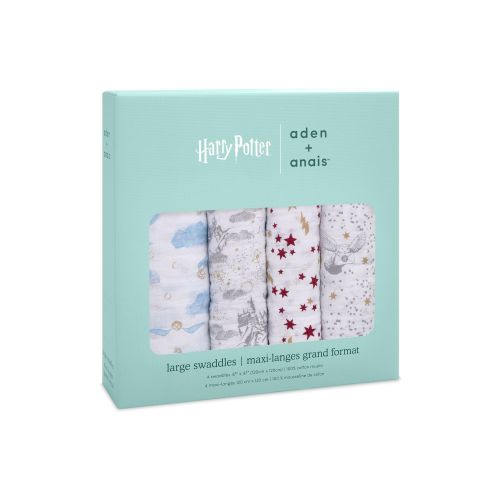 aden + anais Harry Potter Iconic Large 100% Cotton Muslin Blankets 4 Pack