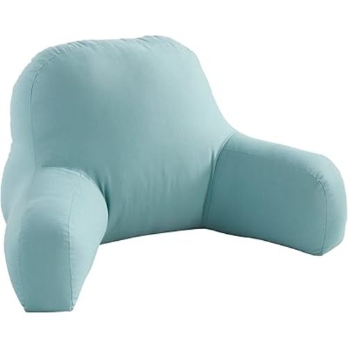Greendale Home Fashions Cotton Duck Bed Rest Reading Pillow with Arms, Turquoise