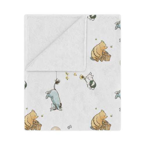 Classic Winnie the Pooh Minky Blanket, Soft & Plush Polyester Minky Baby Blanket, Baby Shower Gift, Gender Neutral Nursery Blanket