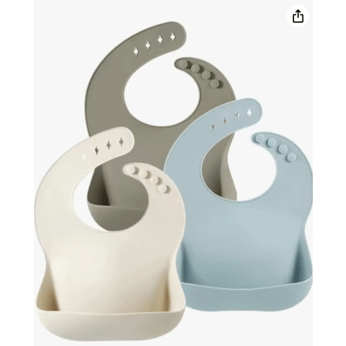 PandaEar Set of 3 Silicone Baby Bibs Waterproof, Soft, Unisex, 10-72 Months