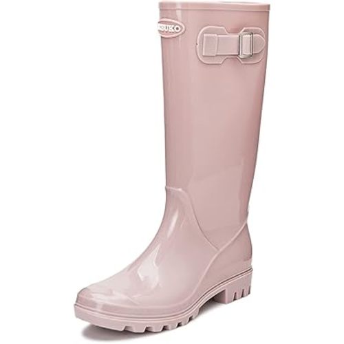 DKSUKO Women's Tall Rain Boots Garden Boots Waterproof Wellington Rubber Boots