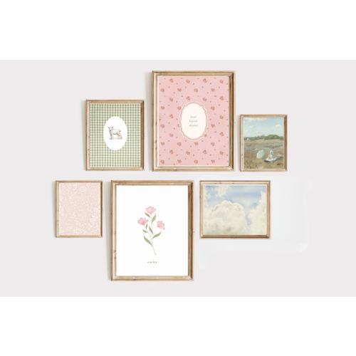 Gallery Wall Art Prints | Vintage | Cottagecore | Baby Girl Nursery | Set of 6 | Digital Download
