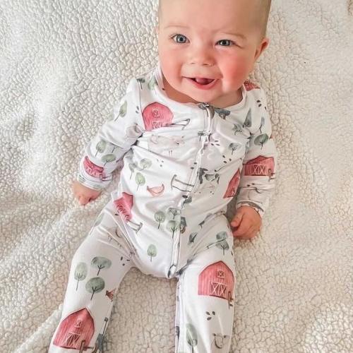 Frankie's Farm Party Zipper Footie* 3-6 MO