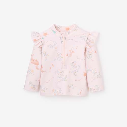 Pink Sea Magic Flutter Sleeve Baby Rash Guard – Elegant Baby