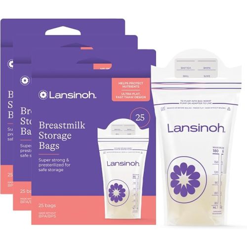 Lansinoh Breastmilk Storage Bags, 6 Ounce, 200 Count