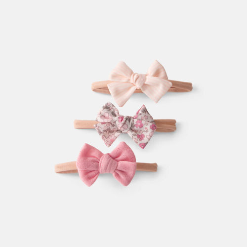 Baby Girl 3-Pack Bow Hair Ties- Pink | Carter’s Oshkosh Canada