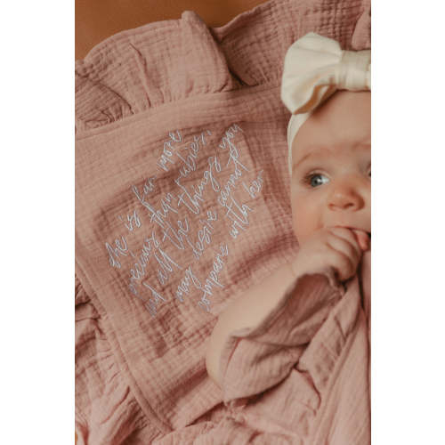 She is Far More Precious Ruffle Swaddle Blanket – OUR HOUSE ABOVE