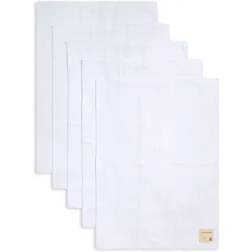 Burt's Bees Baby - Burp Cloths, 5-Pack Extra Absorbent 100% Organic Cotton Burp Cloths, Cloud White Solids