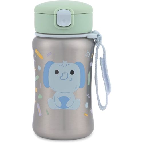 Skip Hop Toddler Sippy Cup with Straw, BPA-Free, Holds 12 oz. Stainless Steel Straw Bottle, Besties Squad, Elephant