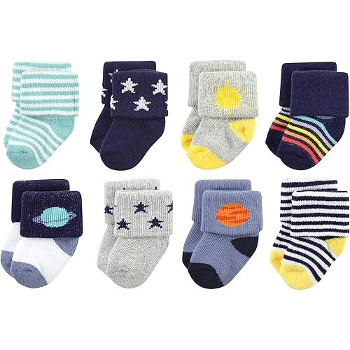 6-12M Hudson Baby Baby Girls' Cotton Rich Newborn and Terry Socks