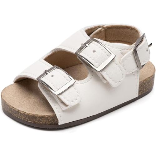 KIDSUN Baby Boys Girls Sandals Cork Footbed Adjustable Strap Clogs Infant Summer Non-Slip Rubber Sole Prewalk Shoes