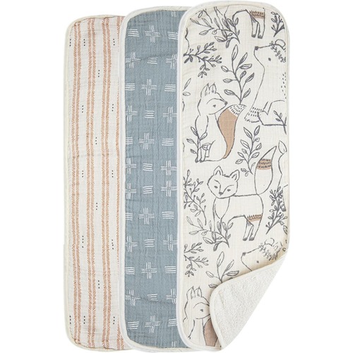 CRANE BABY 3-Pack Cotton Baby Burp Cloth Set, Multi