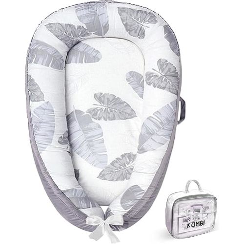 Tumbona para recién nacido de 0 a 24 meses, almohada para bebé y tumbona con nido, almohada de algodón orgánico transpirable para bebé, nido de bebé portátil para el hogar y viajes (Gris)