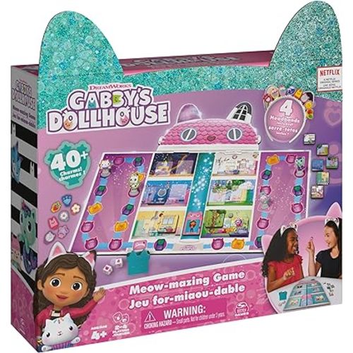 Spin Master Games, Gabby’s Dollhouse, Meow-Mazing Board Game, Board Game for Kids, Family Games, Preschool Game for Families & Kids Ages 4+
