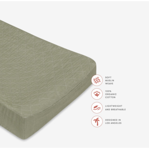 Babyletto Quilted Changing Pad Cover in GOTS Certified Organic Muslin Cotton