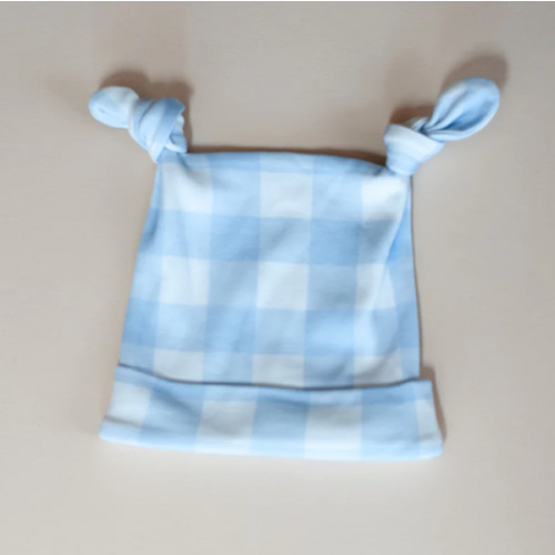 Double Knot Beanie | Blue Gingham