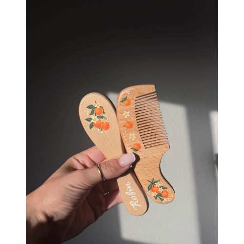 Baby Hairbrush + Comb, Hand-Painted, Birthday, Christmas, Baby Shower Gift