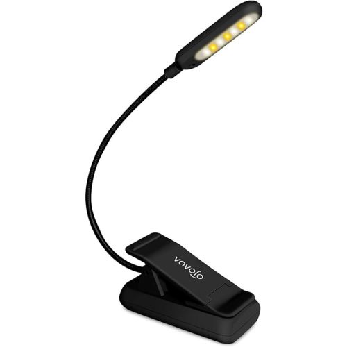 VAVOFO Rechargeable Reading Light, 7 LEDs with 9 Color Temperature 9 Brightness Levels Clip On Book Light for Reading in Bed with Power Indicator for Bookworms (Black)