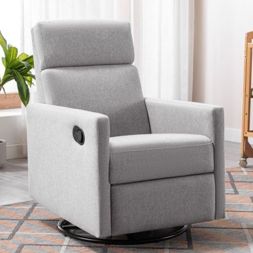 KTMBDW Recliner Chair,360 Swivel Rocker Chair for Adults,Glider Rocker Recliners,Nursery Chairs for Living Room,High Back,Upholstered Deep Seat,Grey