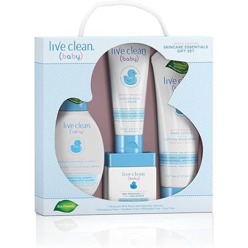 Live Clean Baby Gentle Moisture Skincare Essentials Gift Set, 4-Piece