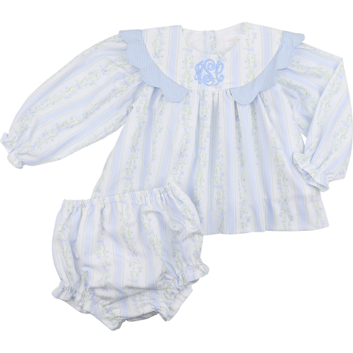 Blue Floral Striped Diaper Set - Cecil and Lou