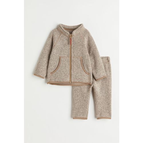 2-piece Fleece Set, Beige melange