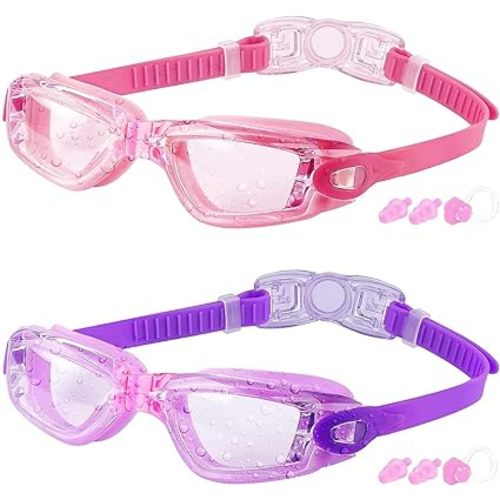 COOLOO Kids Swim Goggles, 2 Packs Swimming Goggles for Kids Girls Boys and Child Age 4-16