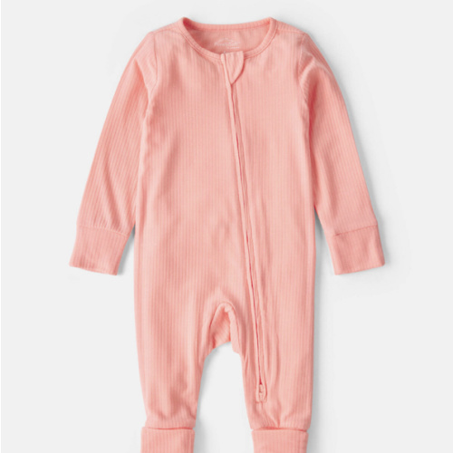 Baby Girl PurelySoft™ 2-Way Zip Sleep & Play Pajamas - Coral | Carter's