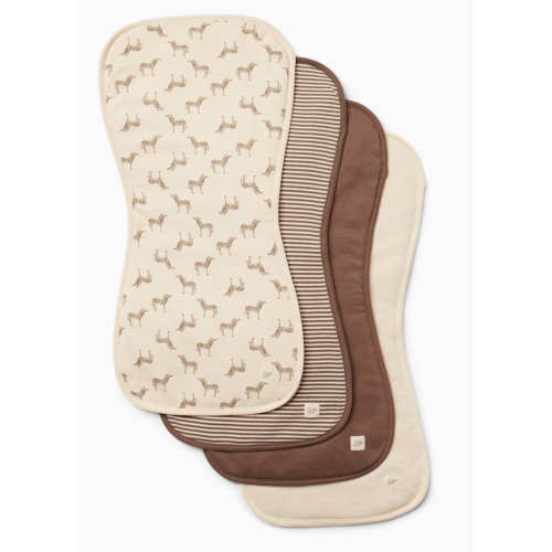 4 Pack Organic Burp Cloth - Deep Taupe Zebra